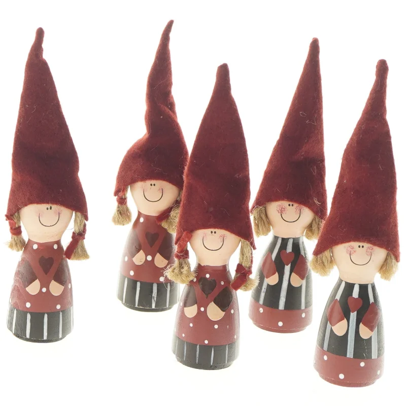 Dekorative nissefigurer (str. 5 stk 19,5 cm)