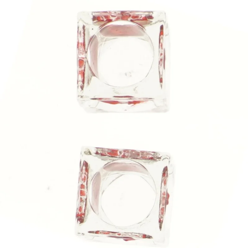 Glas fyrfadsstager med hjerte (str. 5,5x5,5x5,5 cm)