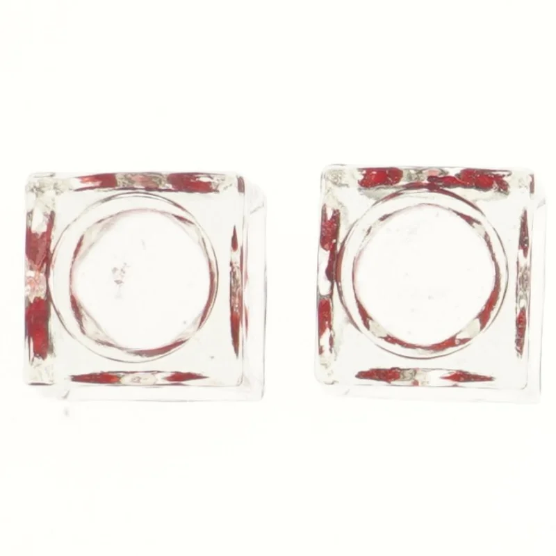 Glas fyrfadsstager med hjerte (str. 5,5x5,5x5,5 cm)