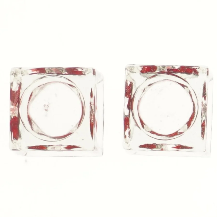 Glas fyrfadsstager med hjerte (str. 5,5x5,5x5,5 cm)