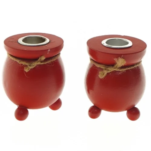 Røde lysestager, 2 styk (str. 2 styk, 7 cm)