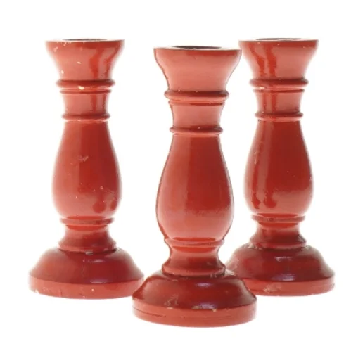 Røde lysestager, 3 stk 12 cm (str. 3 stk 12 cm)