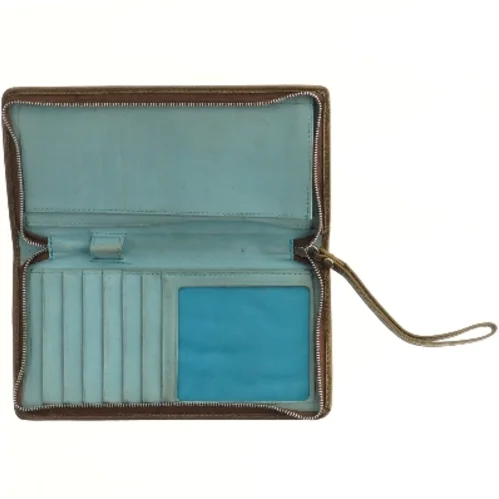 Læderpung med lynlås (str. 23,5x12,5 cm)