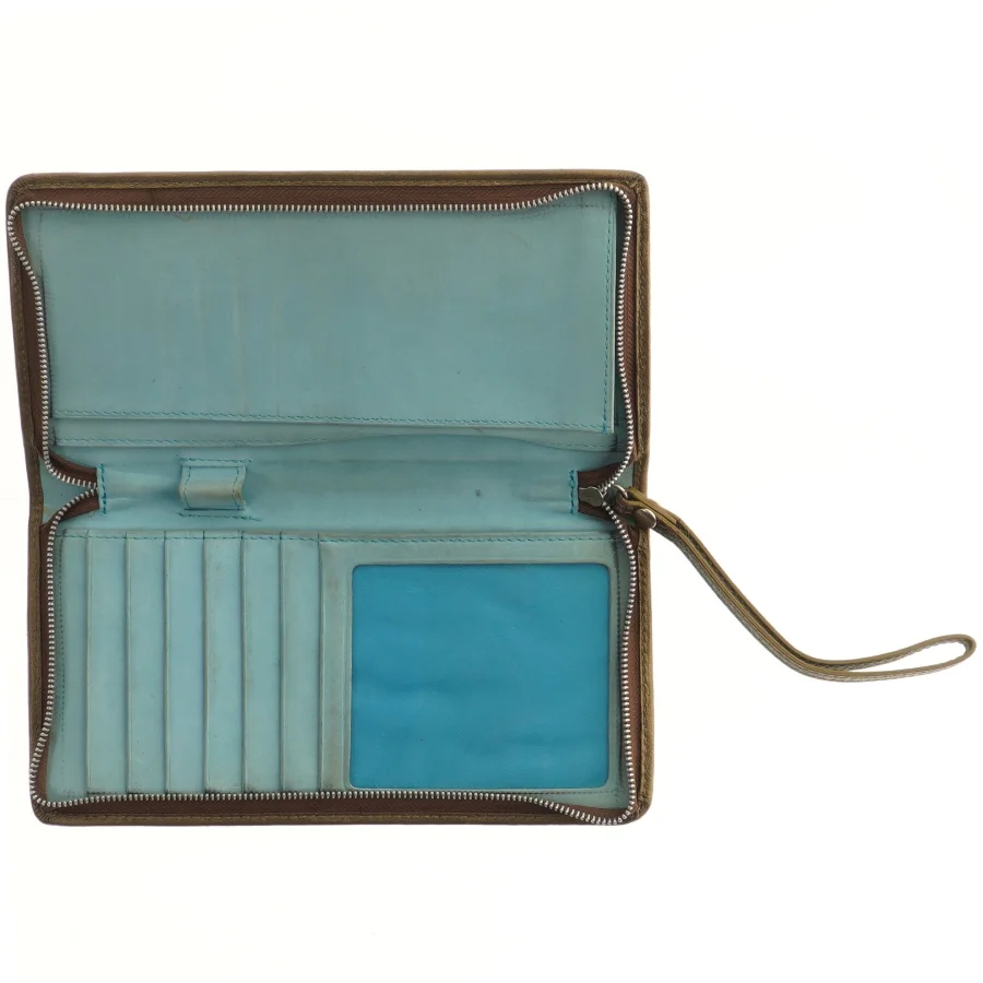 Læderpung med lynlås (str. 23,5x12,5 cm)