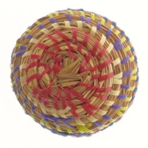 Lille flettet kurv med låg (str. 7x8 cm)