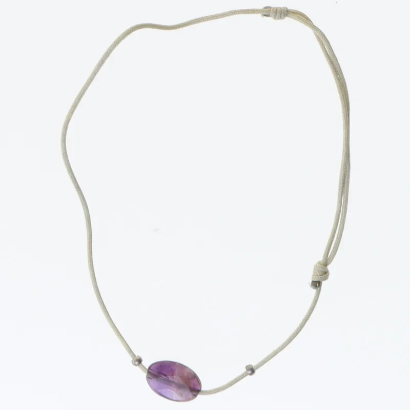 Armbånd med lilla ametyst (str. 9 cm)