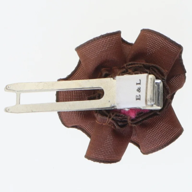 Hårspænde med brun blomst (str. 4 cm)