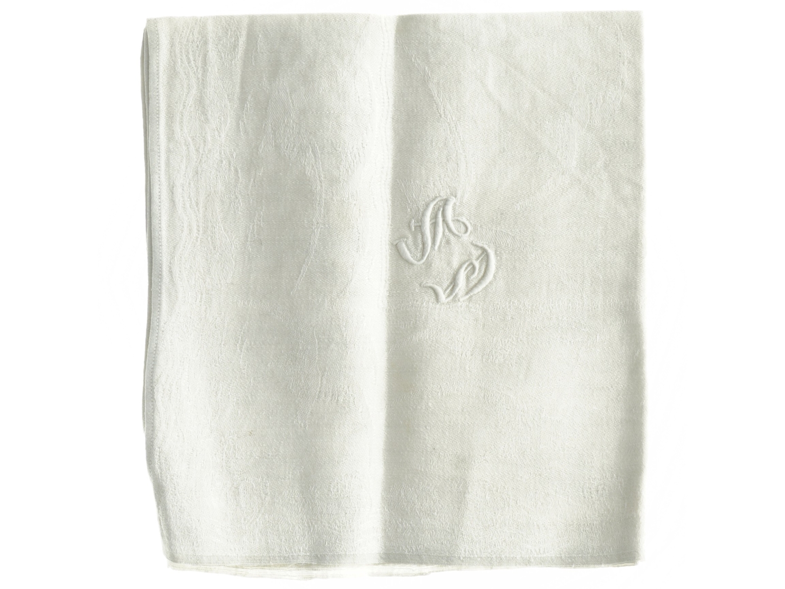 Servietter i stof med broderet monogram (str. 47 x 47 cm)