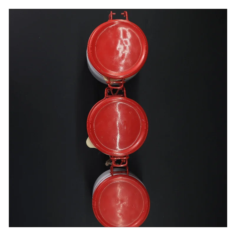 Emailleret beholder med låg (str. 15 x ø 9 cm 11 x ø 9 cm)