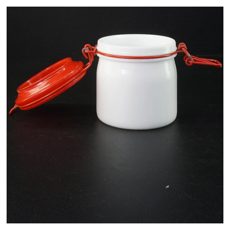 Emailleret beholder med låg (str. 15 x ø 9 cm 11 x ø 9 cm)