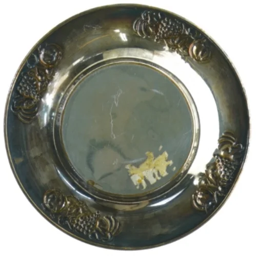 Dekorativ sølvfarvet minitallerken (str. Ø 16 cm)