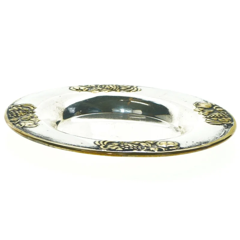 Dekorativ sølvfarvet minitallerken (str. Ø 16 cm)