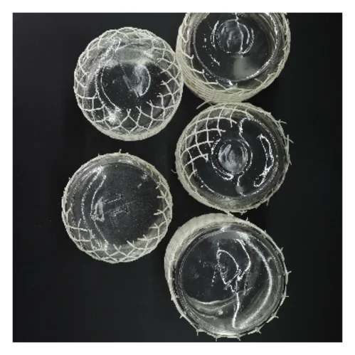 Glasbeholdere med hvid netdekor (str. 13-17 cm)