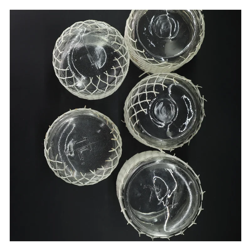 Glasbeholdere med hvid netdekor (str. 13-17 cm)