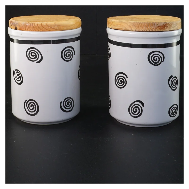 Krukker med trælåg (str. 13 x ø 9,5 cm)