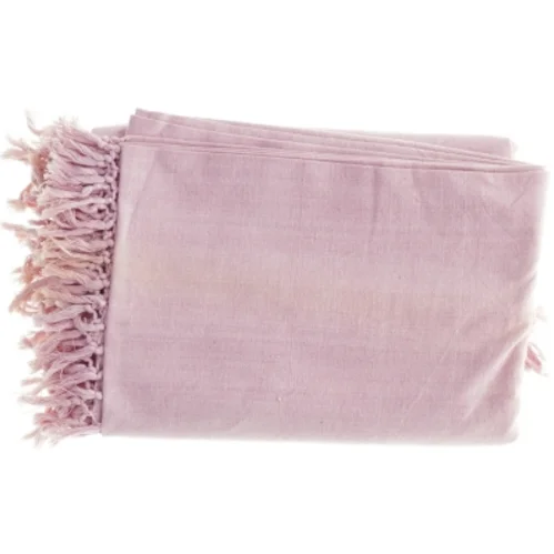 Lyserød dug med frynser (str. 255 x 240 cm)