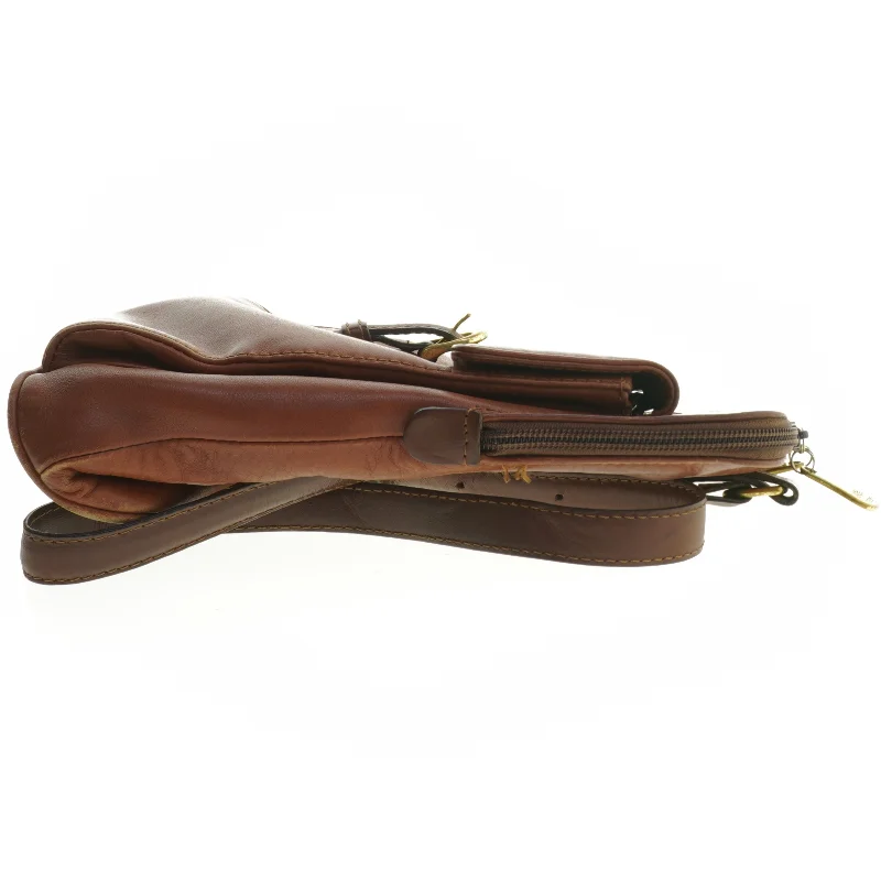 Lille brun lædertaske (str. 25x19 cm)