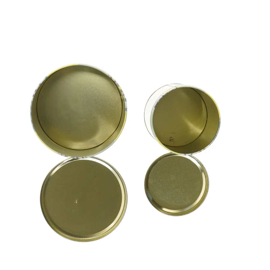 Dekorative blikdåser (str. Ø 11,5 & 15 cm længde 15 & 16 cm)