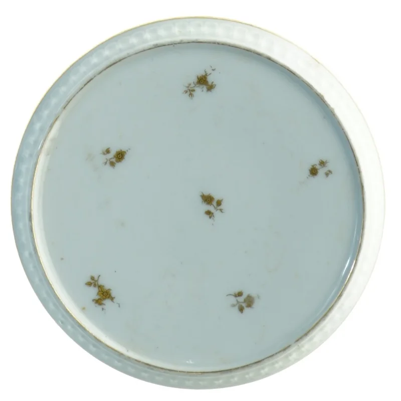 Bordskåner i hvidt porcekæn med guldmønster fra Bavaria (str. 15 cm)