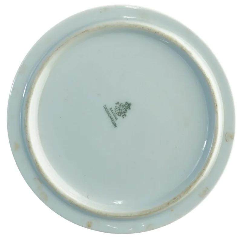 Bordskåner i hvidt porcekæn med guldmønster fra Bavaria (str. 15 cm)