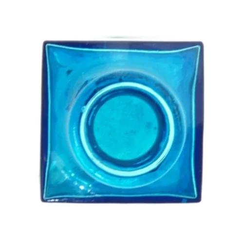 Blå glasvase (str. 10,5x4,5 cm)