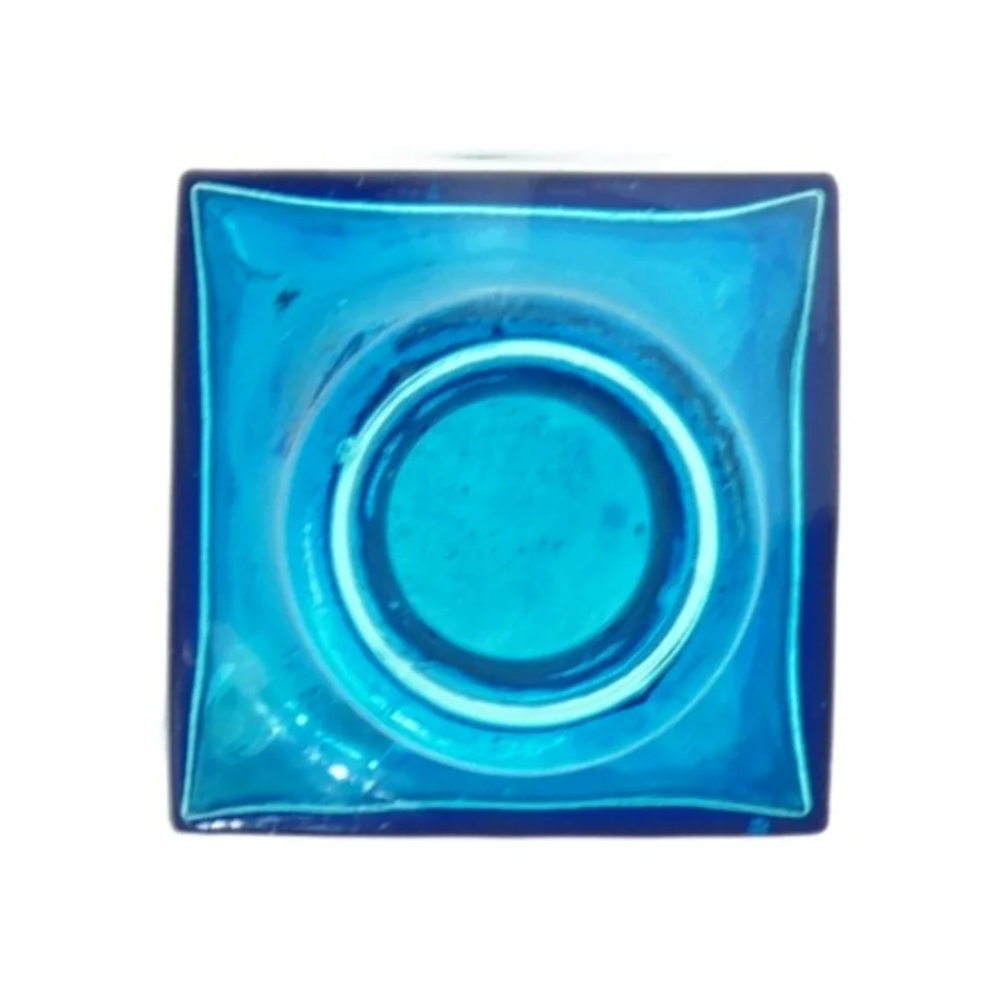 Blå glasvase (str. 10,5x4,5 cm)
