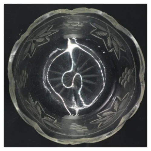 Glasskål med bladmønster (str. Ø 16x6 cm)