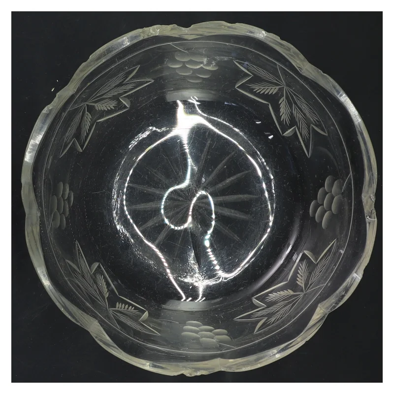 Glasskål med bladmønster (str. Ø 16x6 cm)