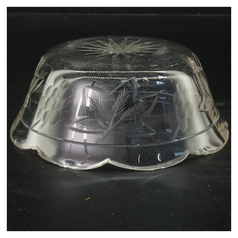 Glasskål med bladmønster (str. Ø 16x6 cm)