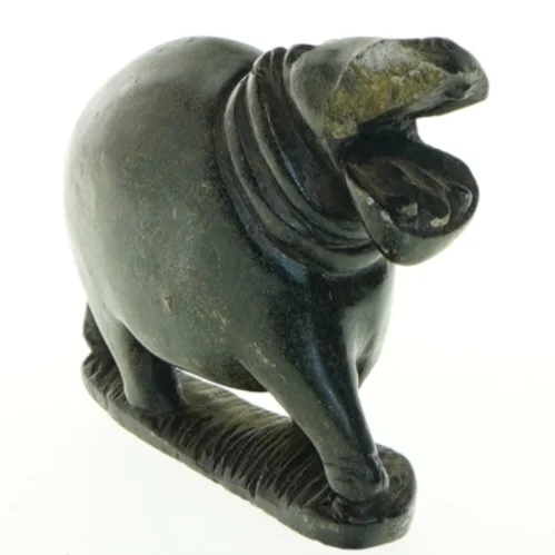 Stenfigur af flodhest (str. 11x9,5 cm)