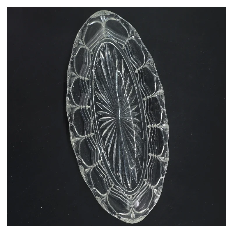 Glasfad med mønstret kant (str. 26x12x3,5 cm)