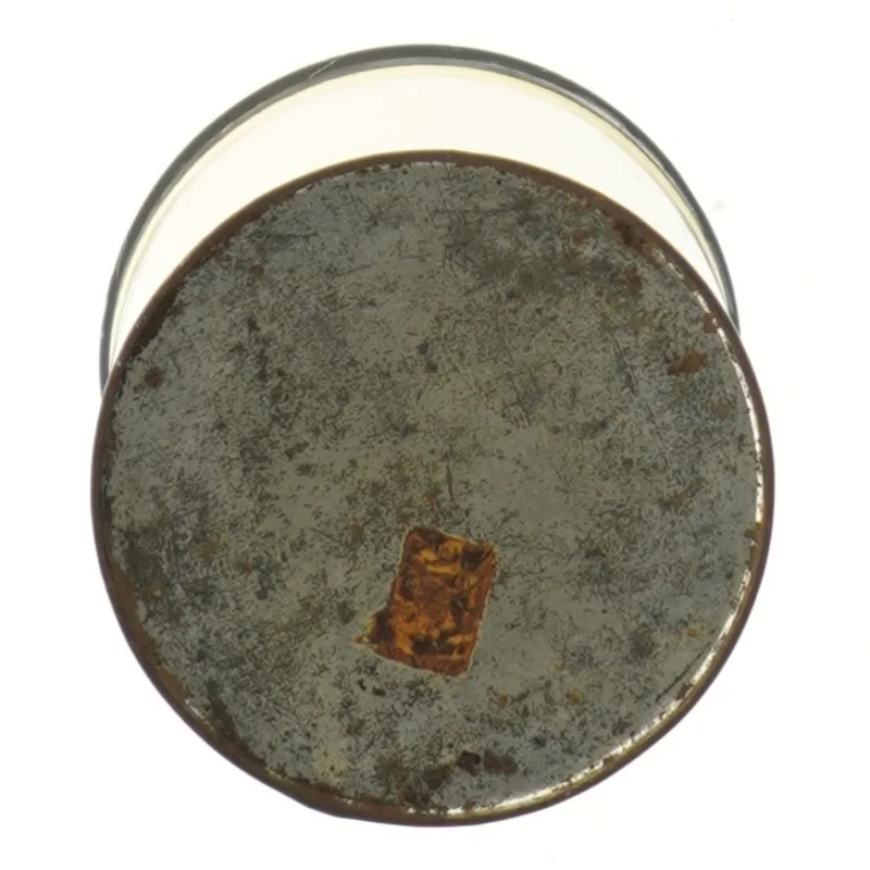 Metalbeholder med låg (str. Ø 10 cm længde 13,5 cm)