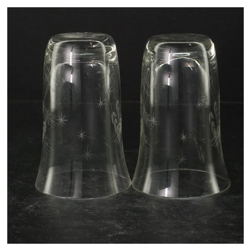 Gravérede glas (str. Ø 9 cm. længde, 12 cm)