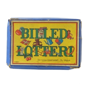 Antikrt billedlotteri spil (str. 2x22x15 cm)