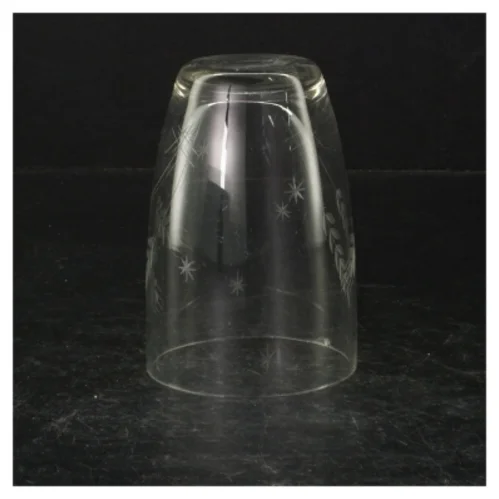 Graveret glasvase (str. Ø 8 cm. længde, 11,5 cm)