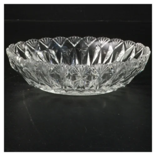 Ovalt Glas fad med mønster (str. 19x14x5 cm)