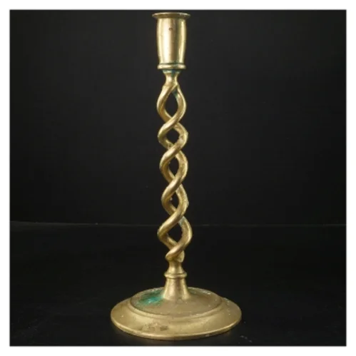 Antik Messing lysestage (str. Ø 13x29 cm)