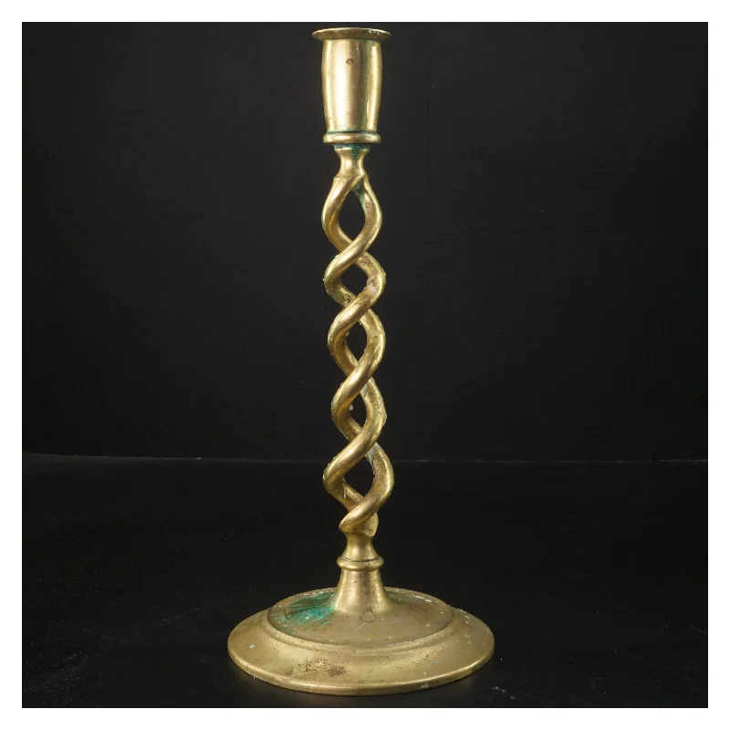 Antik Messing lysestage (str. Ø 13x29 cm)