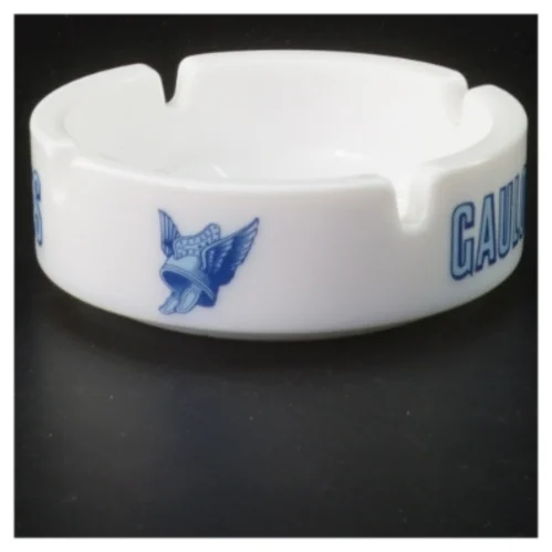 Ældre reklameaskebæger fra Gauloises (str. Ø 10x3,5 cm)