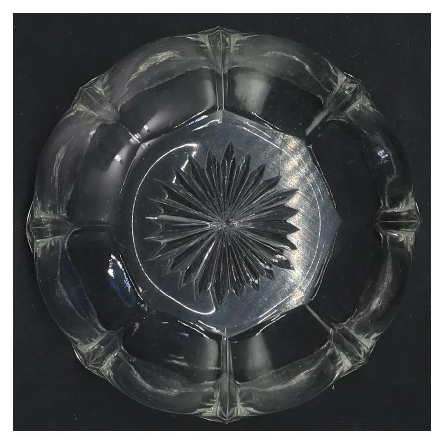 Glasskål med mønster (str. Ø 10x5 cm)