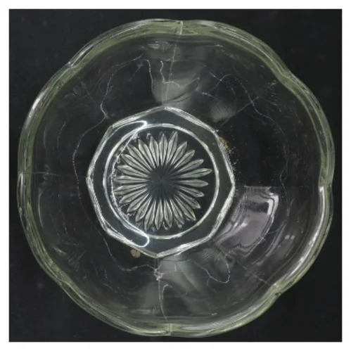 Glasfad med blomstermønster (str. Ø. 16 cm)