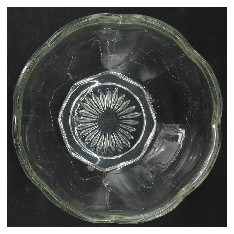 Glasfad med blomstermønster (str. Ø. 16 cm)