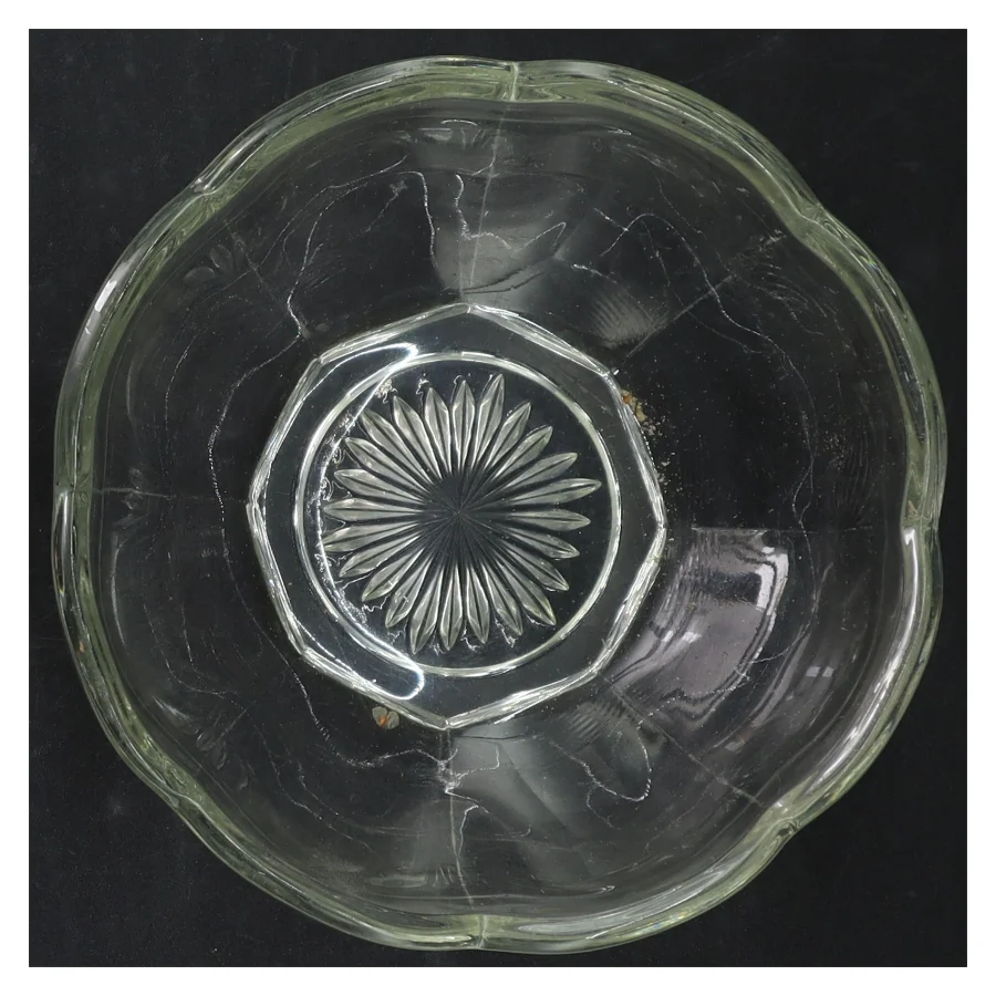 Glasfad med blomstermønster (str. Ø. 16 cm)