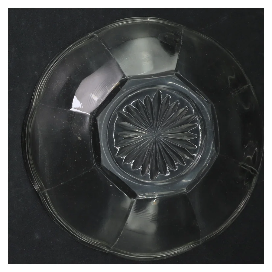 Glasfad med blomstermønster (str. Ø. 16 cm)