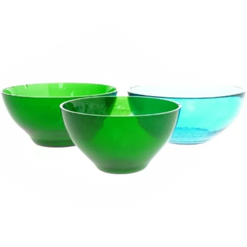 Vintage Farvede glas skåle (str. Ø 15,5x8,5&ø18,5x8,5&ø20x8 cm)