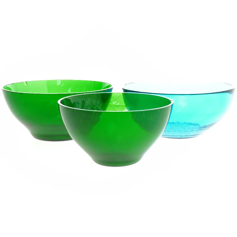 Vintage Farvede glas skåle (str. Ø 15,5x8,5&ø18,5x8,5&ø20x8 cm)