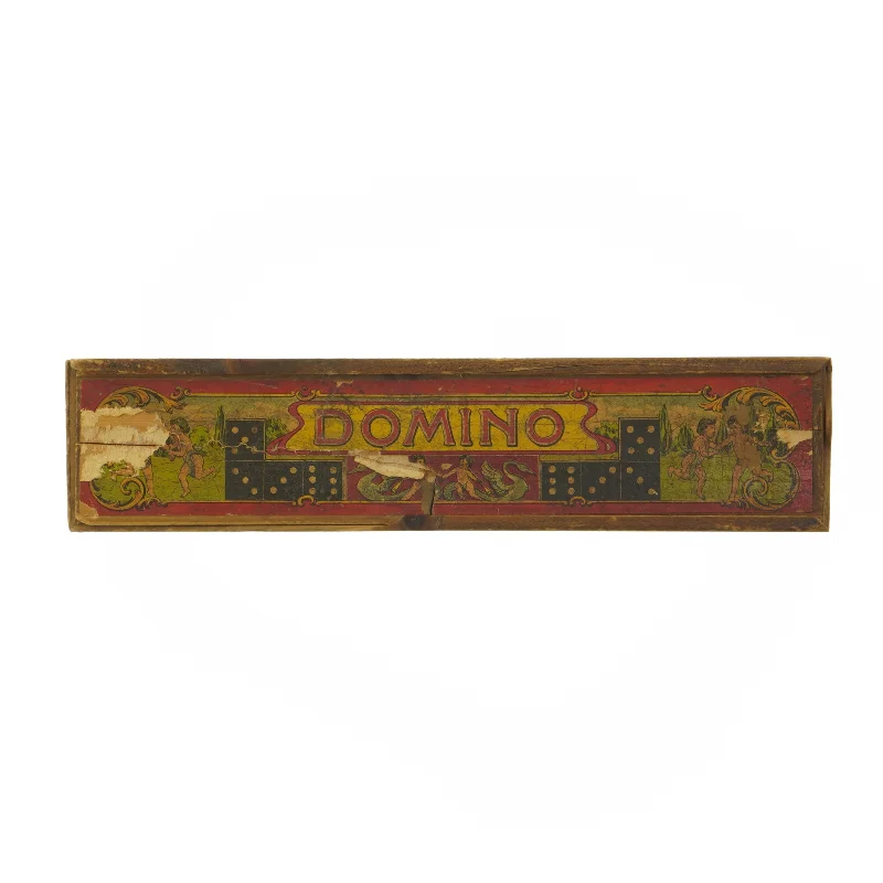 Antikt Dominosæt i trææske (str. 4x26x6 cm)