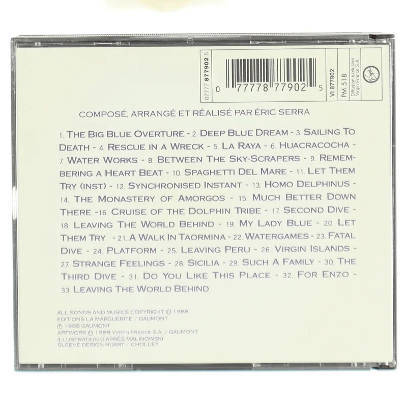 Soundtrack CD 'Le Grand Bleu' af Éric Serra fra Virgin