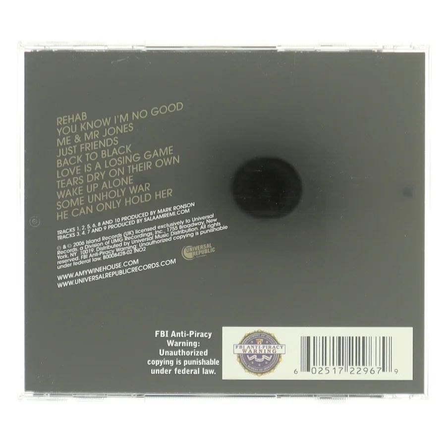 Amy Winehouse 'Back to Black' CD
