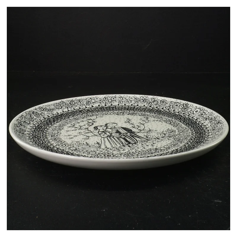 Porcelænsfad med dekoration Bjørn Wiinblad fra Nymolle (str. 27 cm)